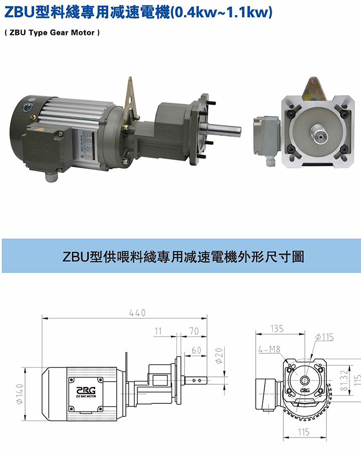 ZBU型料线专用减速电机